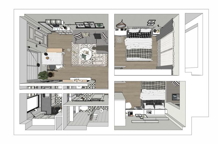 File SketchUp nội thất căn hộ chung cư Cao Nguyên 3